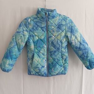 Gerry Quilted Puffer Jacket Kids Size 7/8 Blue Camo Excellent Lightweight Zip Up